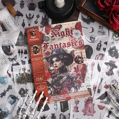 Washi Stickers for Scrapbook, 24 Sheets Goth Sticker for Journaling, Dark Aesth