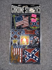 NEW! Vtg! 1984 Chrome Stickers Morgan Mark 1 Large Sheet USA Dixie Pride Trump