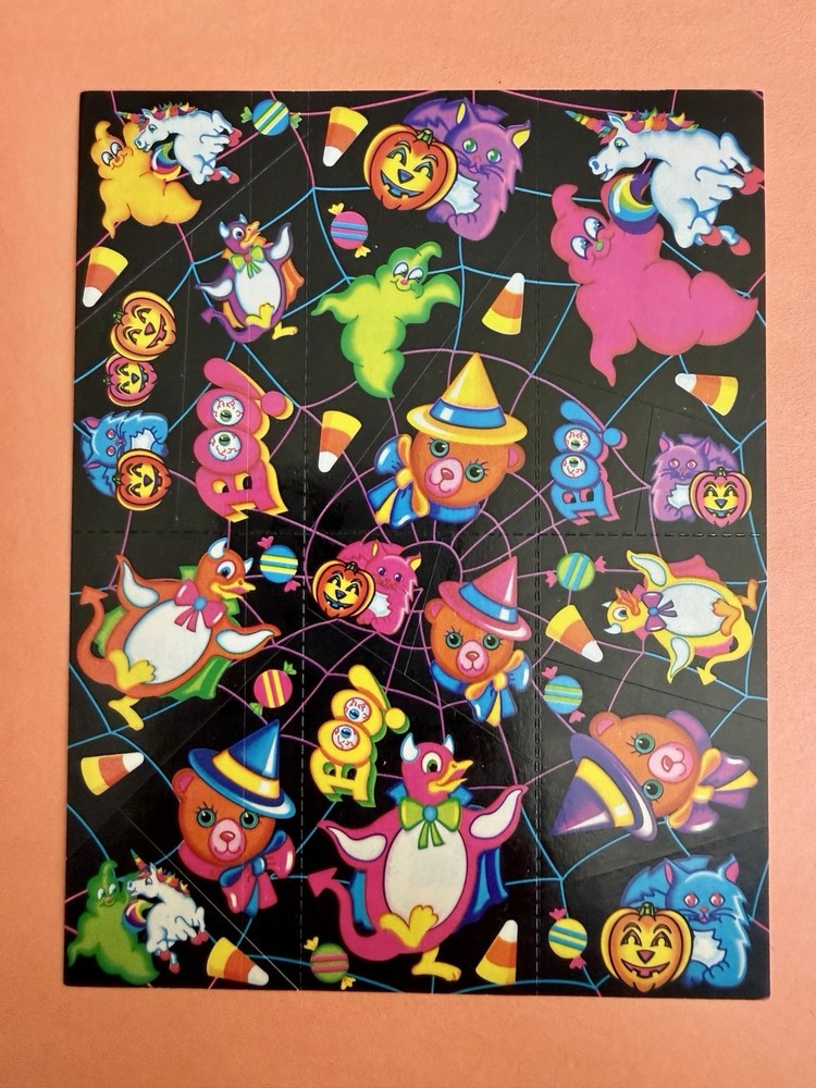 Vintage 90s Lisa Frank Halloween Sticker Sheet, 1 Sheet