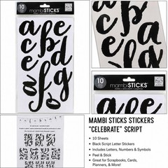 Me & My Big Ideas mambiSTICKS Celebrate Black Script Letter Stickers 10 Sheets