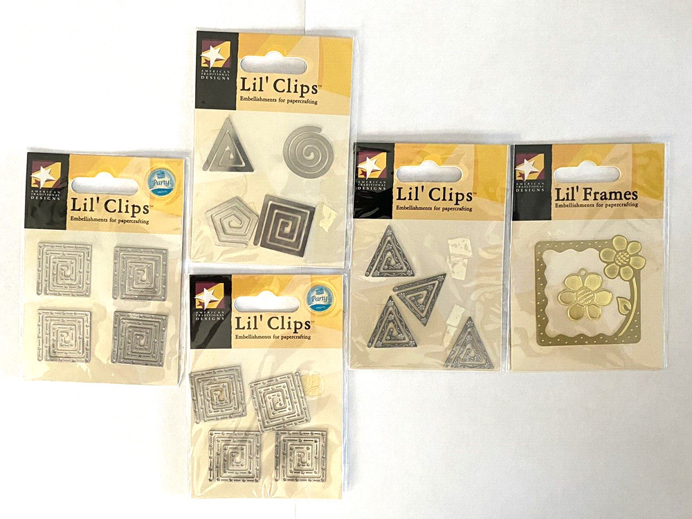 American Traditional Designs Lil’ Embellishments- Mixed Clips & Frames Set of 5