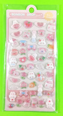 Bonbon Drop Bunny Rabbits Flowers & Fruit Sanrio 1 Sheet Sticker Pack Pink White