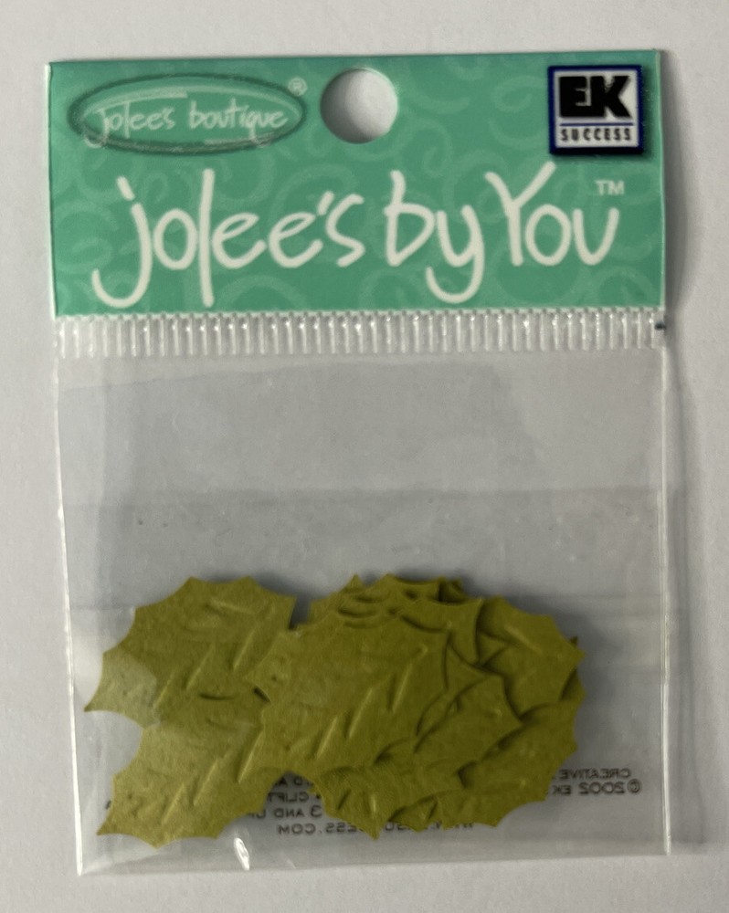 GREEN MID HOLLY LEAF Die-cut Embellishment(20pc)Jolees •Garden•Berry•Christmas