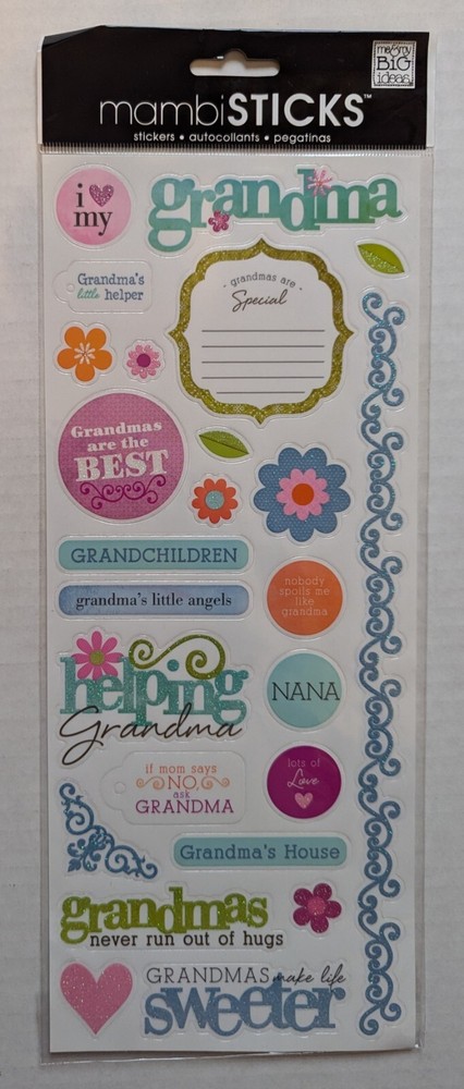Mambi Sticks Grandma Nana Grandparents Scrapbooking Stickers Me & My Big Ideas