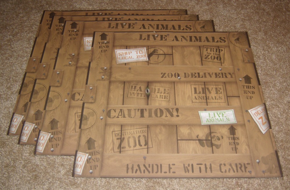 Karen Foster Design Scrapbook Papers (4) ~ Jungle/Zoo Live Animals Wood Crate