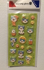 Morning Glory Blue Bear Glitter Puffy Sticker Sheet Kawaii Htf