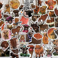 HIGHLAND COWS, 50 stickers, animals, cute, mini cow, decal
