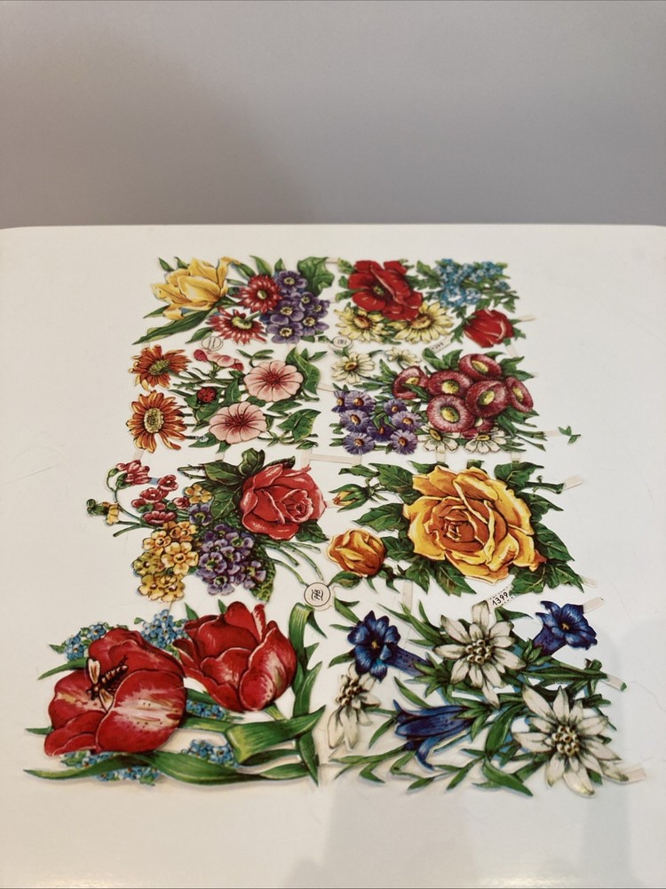 Vintage PZB Die Cuts, Die Cut, Flowers, Floral, Made In Germany, Ephemera, Paper