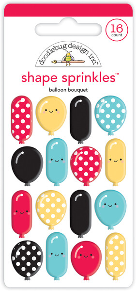 Crafts Doodlebug Sprinkles Puffy Balloon Bouquet Red Yellow Black Dots Faces