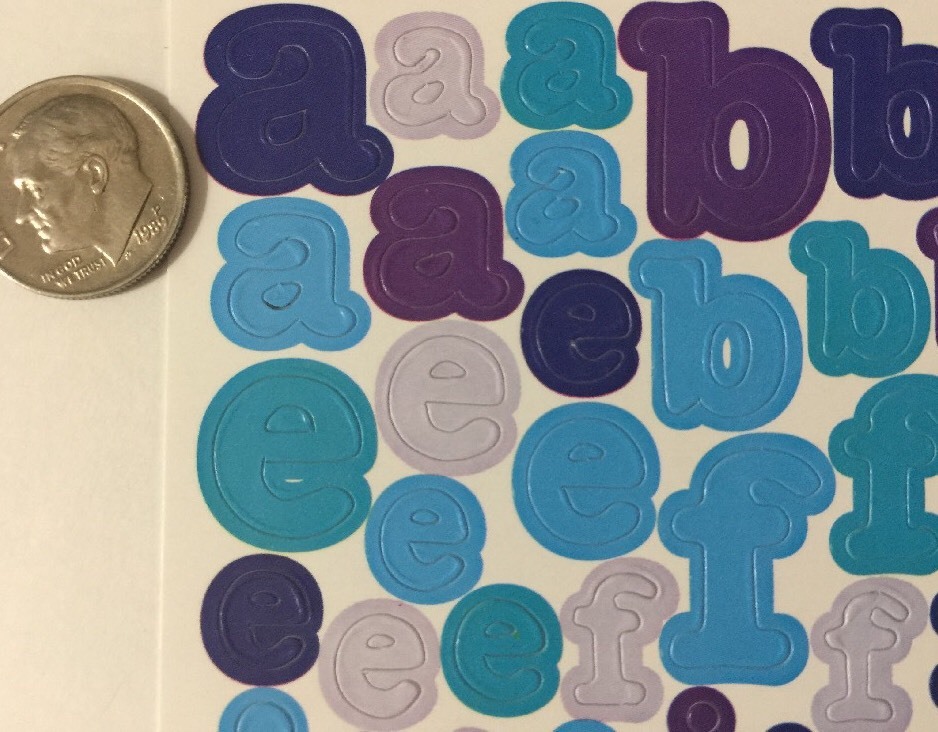 WINTER ALPHABET Sticker(6″x 9.5″) Forever In Time•Letter•Lower-Case •Blue•Purple