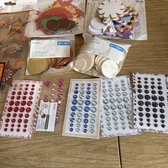 Scrapbooking Embellishments Assortment, Bling Stickers, Die Cut Shapes Wood