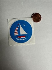Vintage 1980s Sail Boat In Sea with Flag Scrapbooking Sticker Strip