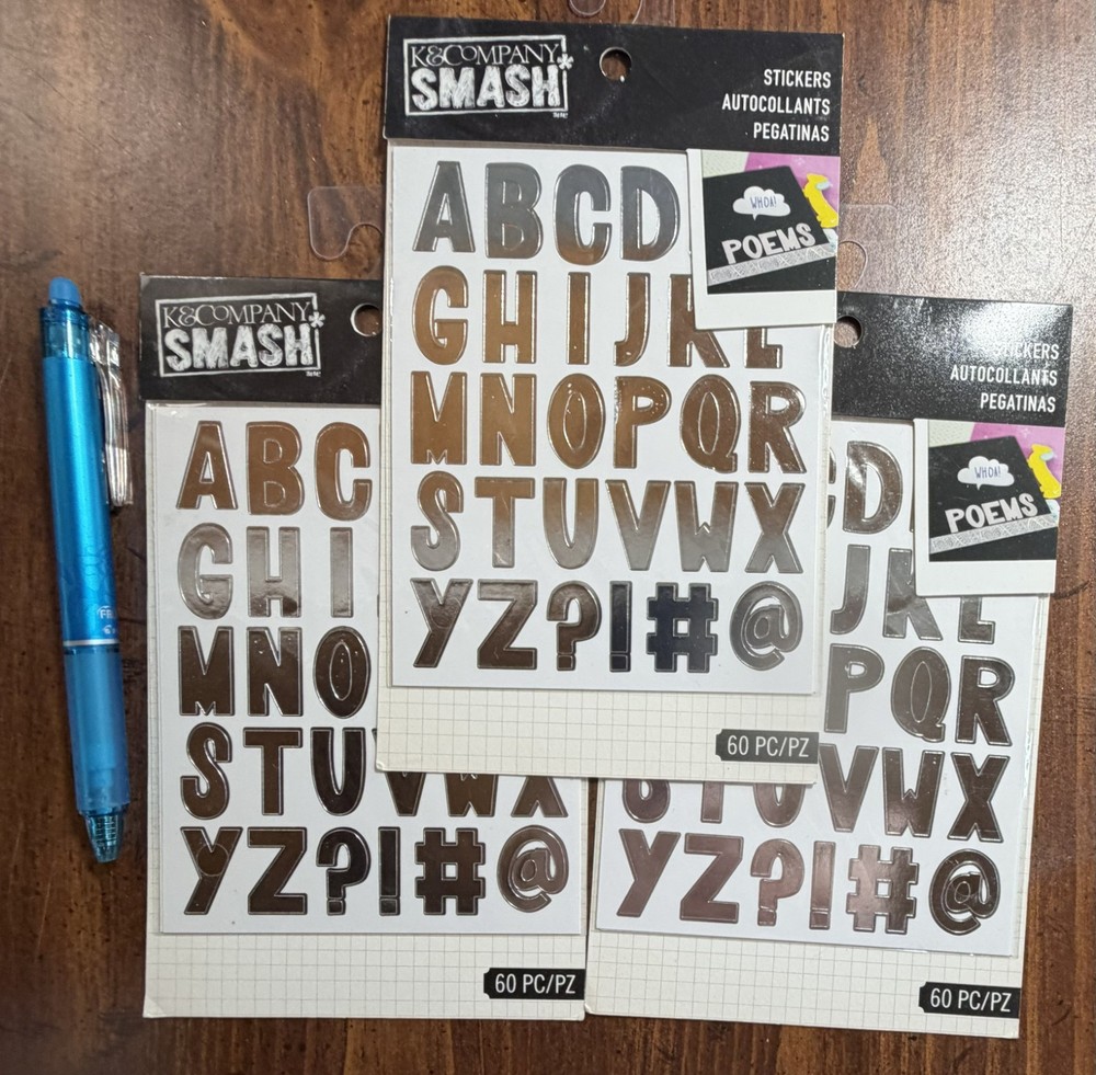 3 pkgs Letters Stickers Scrapbooking Journal Card Making K & Company