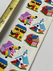 1 Sandylion Vintage full Strip Kromekote Birds & Birdhouse Stickers Birdhouses