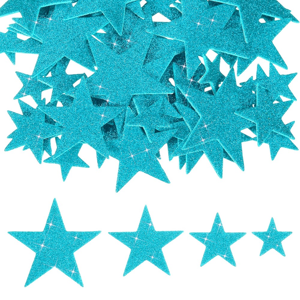 Star Foam Stickers, 70Pcs EVA Self Adhesive Glitters, Blue