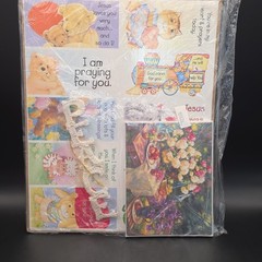 Vintage Best to You Christian Gift Wrap Sticker Sheet Stationery Note Card Lot