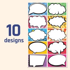 Comic Stickers for s, 250 Pack, 10 Superhero Designs, 3×2 Inch, Multicolor