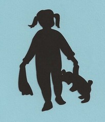 Girl with Teddy Bear Die Cuts-Silhouette -3 Pcs- 4″ ANY COLOR – Scrapbooking