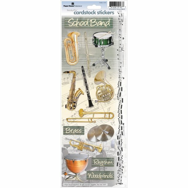 Paper House Productions Sticky Pix SCHOOL BAND Cardstock Stickers – 15 pcs