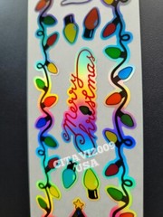 HAMBLY STUDIOS STICKERS FOIL HOLOGRAPHIC BORDER MERRY CHRISTMAS TREE LIGHTS RARE
