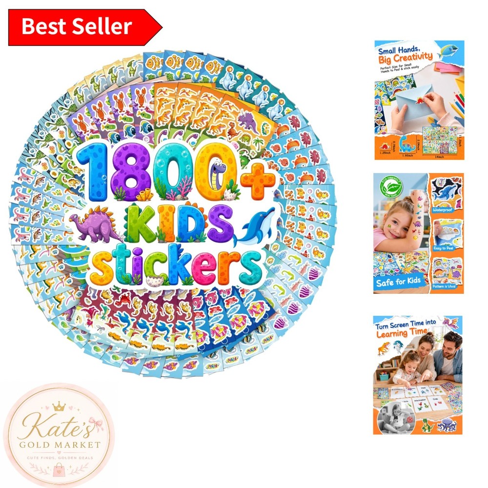 64 Sheets of Waterproof Dinosaur & Marine Animal Stickers for Endless Creativity