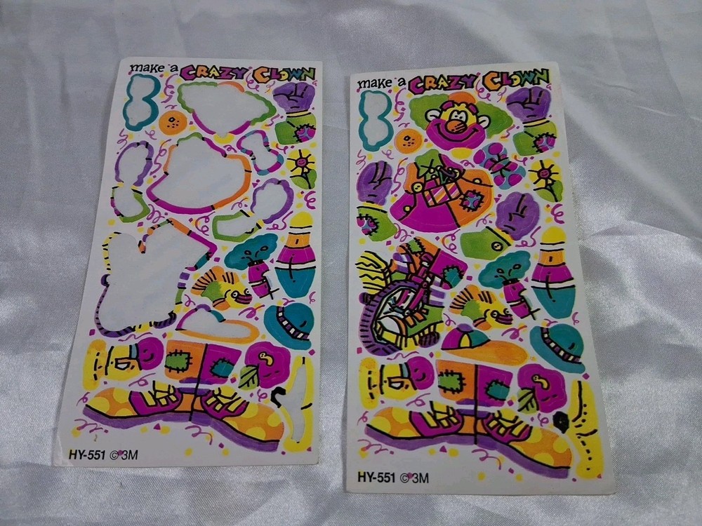 Make A Crazy Clown Neon Vintage 3M Sticker Sheet 1980’s?