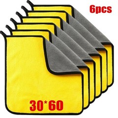 1/2/6pcs Microfiber Cleaning Towel Thicken Soft Drying Cloth Car Body Washing