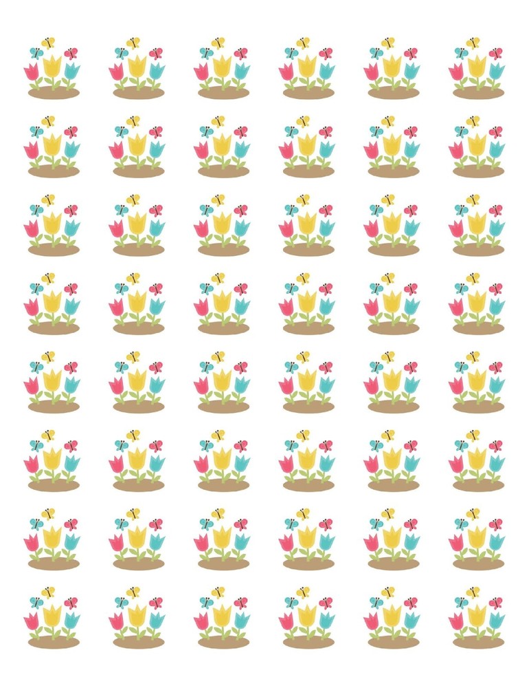 48 TULIP FLOWERS ENVELOPE SEALS LABELS STICKERS 1.2″ ROUND