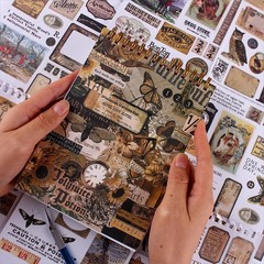 900Pcs Mini Scrapbook Washi Stickers for Journaling, 50 Sheets Vintage Sticker B