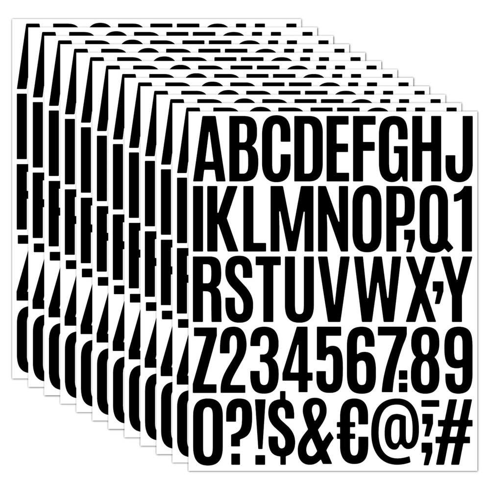 1000 Pcs Waterproof 2″ Vinyl Alphabet & Number Stickers – Self-Adhesive, Black