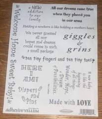 Generations Adhesive Vellum QUOTES Welcome Home Sweet Baby! Love New Addition