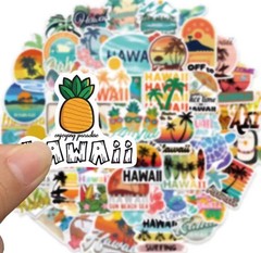 50pcs Hawaiian Vacation Stickers Vinyl Waterproof Aloha Surf Beach Decals
