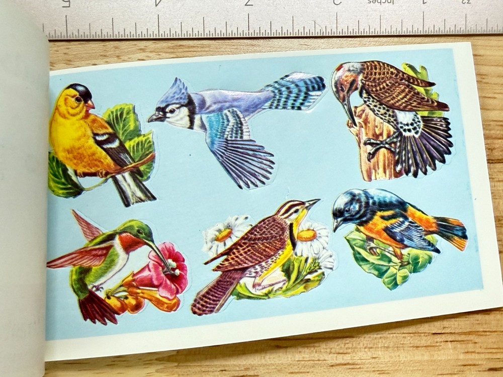 Vintage Mid Century Dennison Wild Bird Seals Stickers Booklet 48 Seals Complete