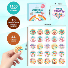 1100 Kindness Stickers for Kids – 44 Sheets with 10 Colorful Designs