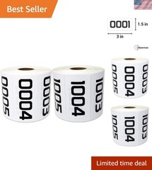 2000 Consecutive Number Labels | Self-Adhesive Inventory Stickers – 3 x 1.5 in
