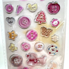 Cute Epoxy Button Stickers Pink Junk Journaling Collage Scrapbooking