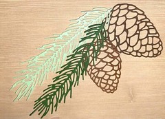 20 PINE & BRANCH cardstock paper die cut embellishments CHRISTMAS