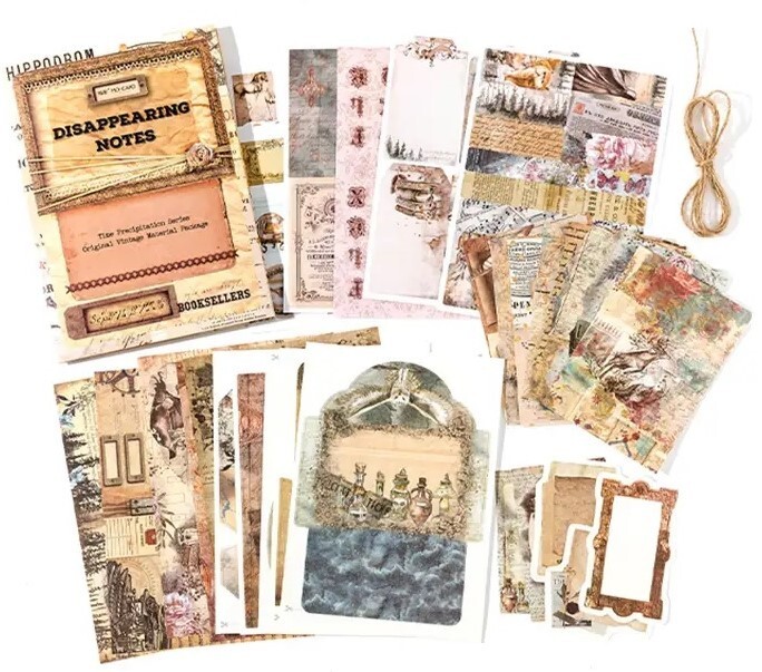 30/pk NOTES Vintage Scrapbook Kit Papers Stickers Ephemera Cutouts Junk Journal