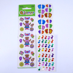 Vintage Sandylion prismatic stickers Peace Bears, Feet, music notes bright color