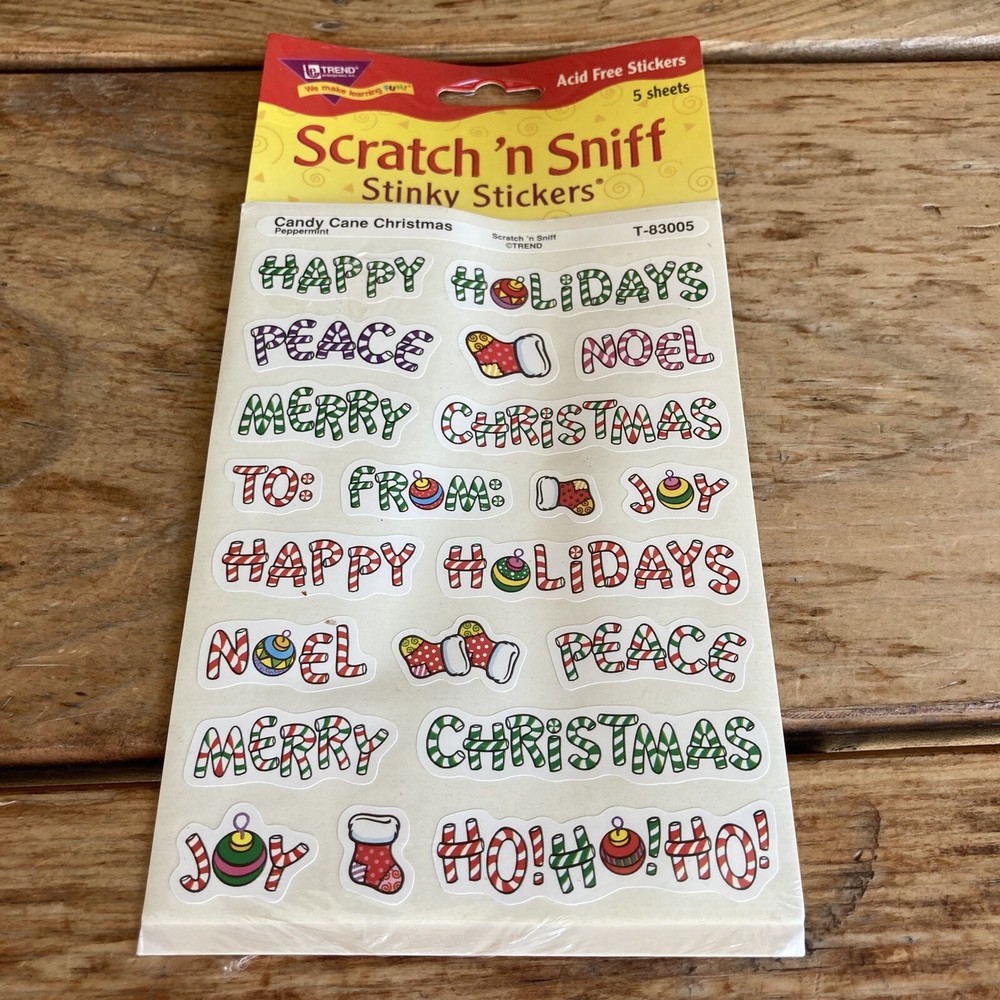 Vintage TREND 105 Stinky Stickers Scratch ‘n Sniff Candy Cane Christmas T-83005