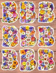 Floral Letter B Die Cut Vinyl Stickers Set Scrapbooking Laptop Waterbottle