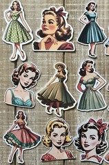 Retro ladies junk journal fussy cuts journal card making die cuts set of 15