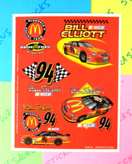 Vintage Hallmark Nascar Bill Elliot Mcdonalds Sticker Sheet