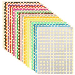 20 Sheets Color Coded Stickers Colorful Circle Labels Round Colored