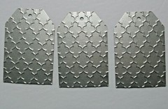 Set of 3 textured Sheet Metal Tags 2 x 3 Inches Momenta NIP