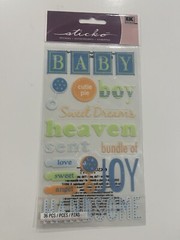 Lot of 4 – Sticko BABY BOY Scrapbooking Stickers NEW in Sealed Packages (S015)
