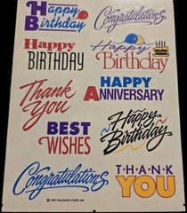 Massive Lot Of Vintage Stickers 18 Sheets -Hallmark AGC Gibson- Letters Sayings