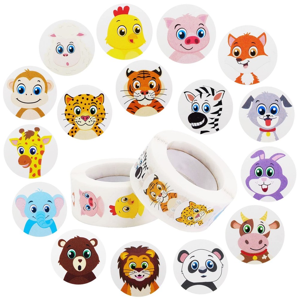 1000 Cute Animal Stickers for Kids, Teachers, Classroom Party – 1″ Diameter, 16