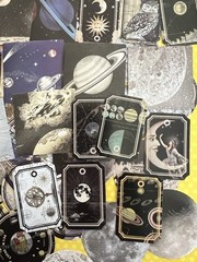 HUGE Lot of 90 Planets Stars Constellation Stickers Scrapbook Collage Paper