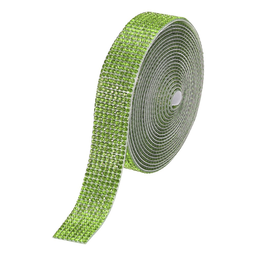 0.7 Inch Self Adhesive Rhinestone Strips 3 Yard for Crafts,Light Green